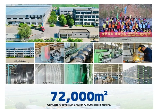 Panoramica della fabbrica di gabbioni del gruppo ANJIA ANJIA Group manufacturing facility aerial view, production lines and warehouse covering 72,000 square meters